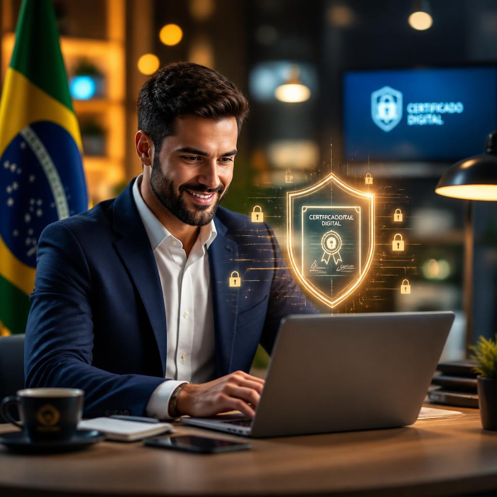 Profissional emitindo certificado digital com segurança
